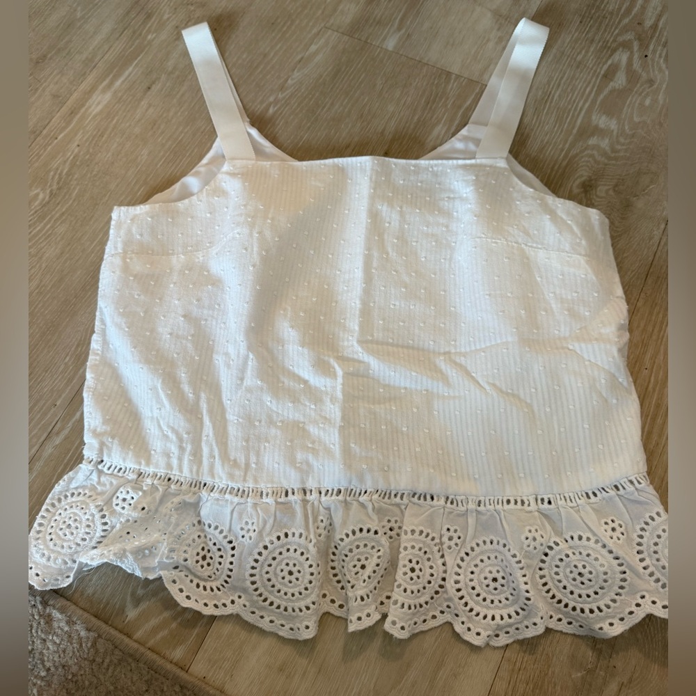 J. Crew White Eyelet Lace Top